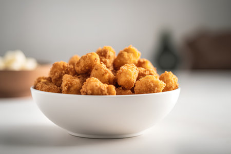 Bowl of crunchy fried chicken nuggets. Selective focus.の素材