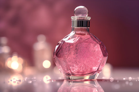 Perfume bottle on bokeh background. 3d renderingの素材
