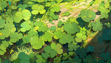 Seamless pattern with clover leaves. Vector illustration for your designの素材