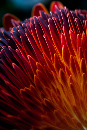 Close up of a red and yellow chrysanthemum flowerの素材