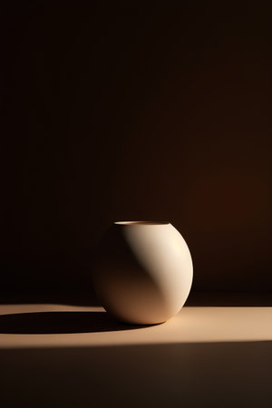 Ceramic vase on a brown background. 3d renderの素材