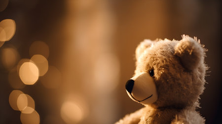 Teddy bear with bokeh background, soft focus and vintage toneの素材