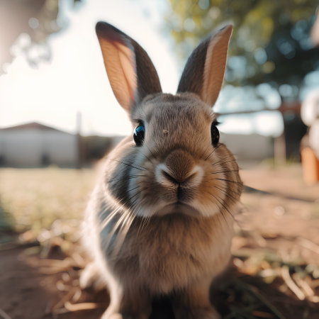 Rabbit on the farm. Selective focus. Shallow depth of fieldの素材