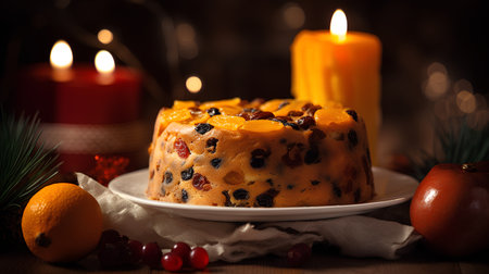 Christmas cake with raisins, dried apricots and cranberriesの素材