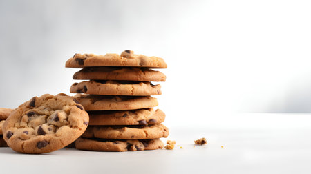 Chocolate chip cookies on a light background. Selective focus.の素材