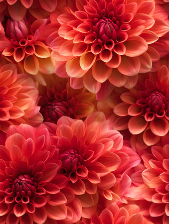 Seamless pattern with dahlia flowers. Floral background.の素材