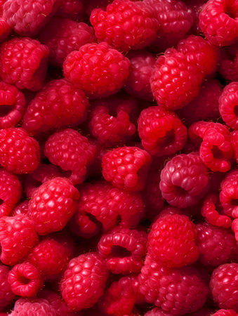background of fresh red raspberries close up. high quality photoの素材