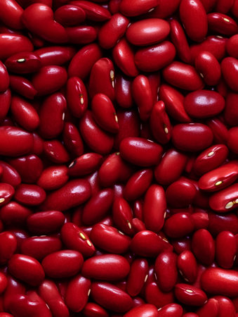 Red kidney beans background. Close-up of red kidney beans.の素材