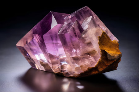 Amethyst on a black background. Macro photo with shallow depth of fieldの素材