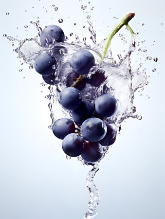 Grapes in water splash, isolated on white background with clipping pathの素材
