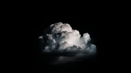 Clouds on a black background. 3D rendering. Computer digital drawing.の素材
