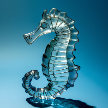 Seahorse on a blue background. 3d render illustration.の素材