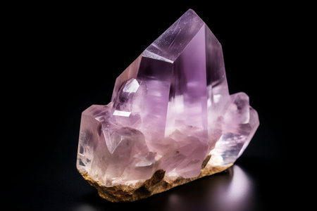 Amethyst on black background. Macro photo with shallow depth of field.の素材