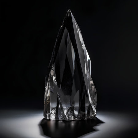 Crystal on a black background. 3d rendering, 3d illustration.の素材