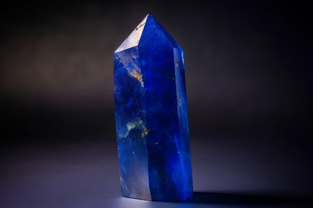 Blue crystal on a dark background. 3d rendering, 3d illustration.の素材
