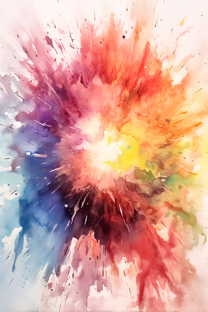 Abstract colorful watercolor background with grunge texture. Hand drawn illustrationの素材