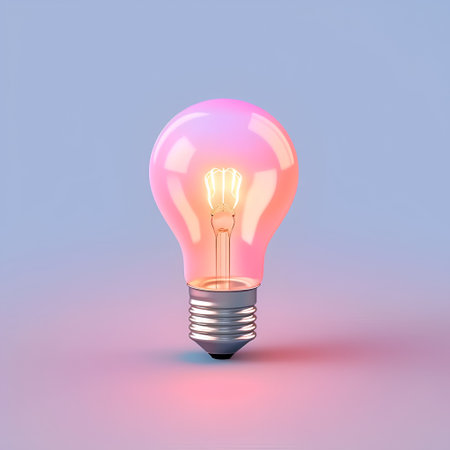 Glowing light bulb on a blue background. 3d rendering.の素材