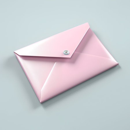 Pink Envelope on blue background. 3D Rendering.の素材