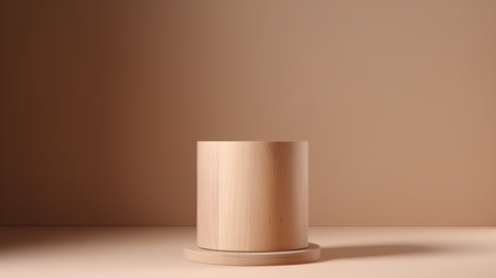 Wooden stand on a brown background. 3d rendering mock upの素材