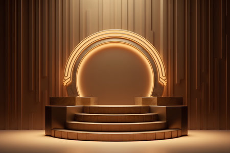 Abstract scene podium for mock up presentation in art deco style. 3d renderの素材
