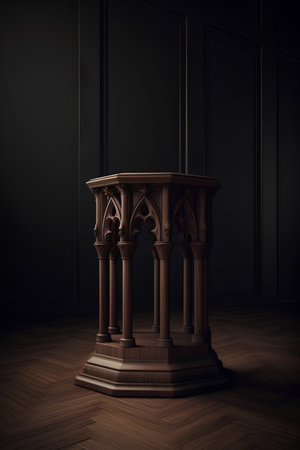 3d rendering of a classic interior with a round table in a dark roomの素材
