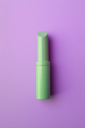 Green lipstick on purple background. Minimal style. 3d renderの素材