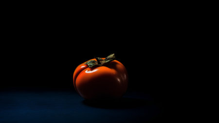 Ripe persimmon on a dark background. Selective focus.の素材