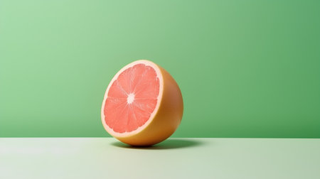 grapefruit on a green background with a place for your textの素材