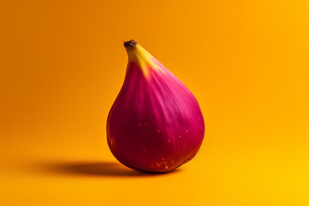 One whole fresh purple fig on bright orange background, minimal creative conceptの素材