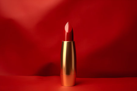 Red lipstick on a red background. 3d rendering, mock upの素材