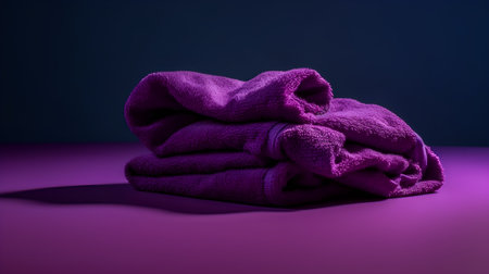 Purple towel on a purple background, 3d render, square imageの素材