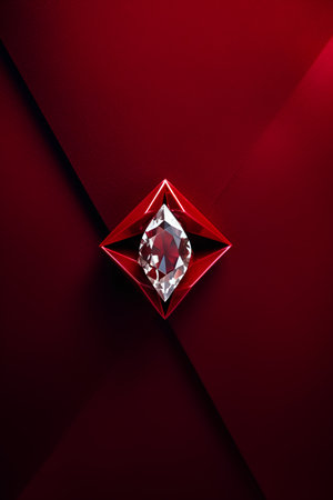 Luxury diamond ring on a red background. Jewelry background.の素材