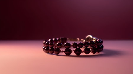 Bracelet made of precious stones on a pink background, close-upの素材