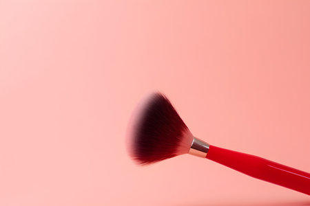 Makeup brush on pink background. Beauty and make up concept.の素材