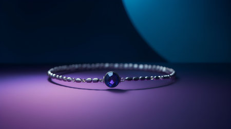 Jewelry Bracelet with blue sapphire on a purple backgroundの素材