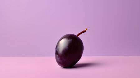 Purple plums on a pink background. 3d render.の素材