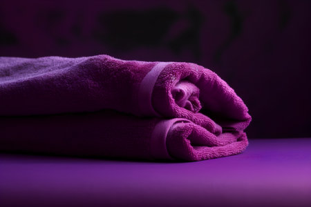 close up of a pink towel on a purple background, studio shotの素材