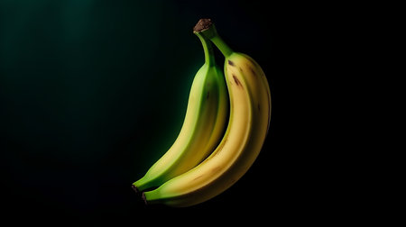 banana on a black background with green light. 3d renderingの素材