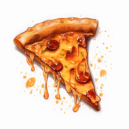 Piece of pizza with tomato sauce. Realistic vector illustration.の素材