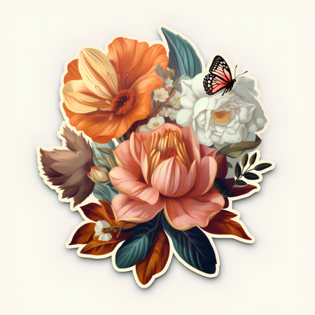 Bouquet of flowers with butterfly. Vector illustration. EPS10の素材