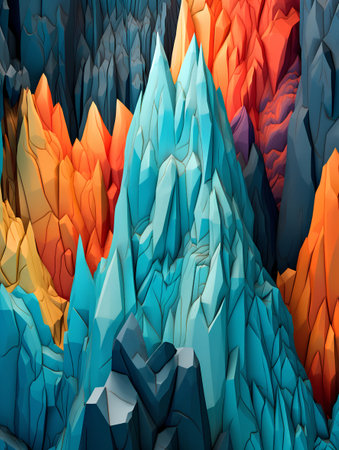 Colorful abstract background with mountains. 3d rendering. Computer digital drawing.の素材
