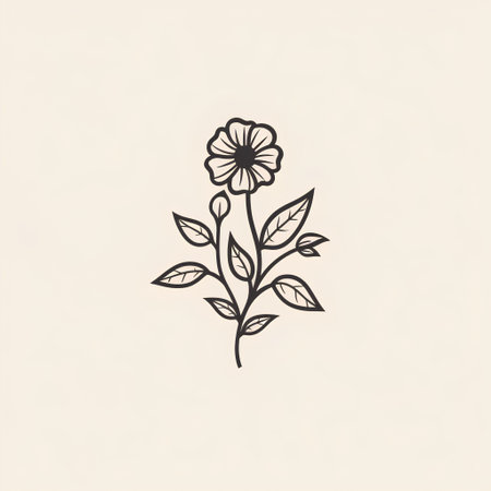 Vector hand drawn flower. Floral design element. Botanical illustration.の素材