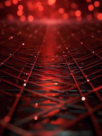 Abstract red background with lights. 3d rendering, 3d illustration.の素材