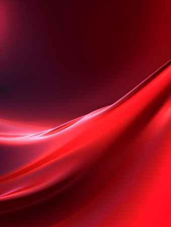abstract red background with smooth wavy lines and glowing light effectsの素材