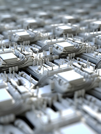 Circuit board futuristic technology background. 3d render illustration. High resolutionの素材