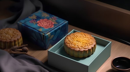 Moon cake for Mid-Autumn Festival, china dessert.の素材