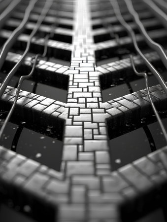 3d rendering of a set of tire tracks in black and whiteの素材