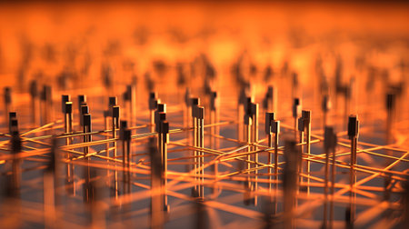 3d render of abstract background with wireframe structure. Futuristic background.の素材