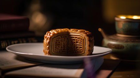 Moon cakes for Mid-Autumn Festival, Chinese traditional moon cakeの素材