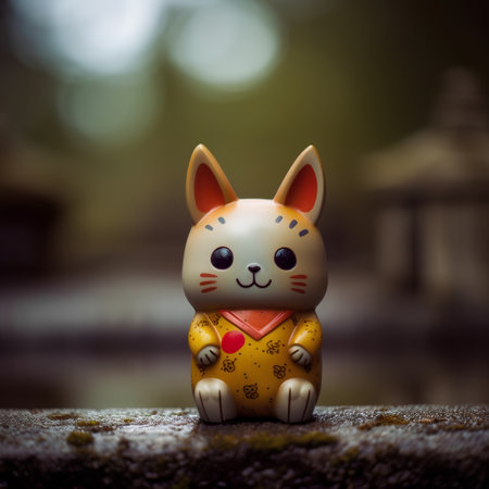 Rabbit doll on the ground with bokeh background, vintage toneの素材